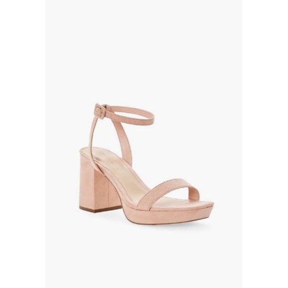 *Justfab Pink Blush Suede Iris Open Toe Ankle Wrap Strap Dress Sandals Pumps - Picture 2 of 6